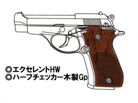 モデルガン完成品 マルシン M84 X-PFC エクセレントヘビーウェイト ハーフチェッカー木製グリップ仕様 2025年生産モデル【予約商品:5月以降発売予定】