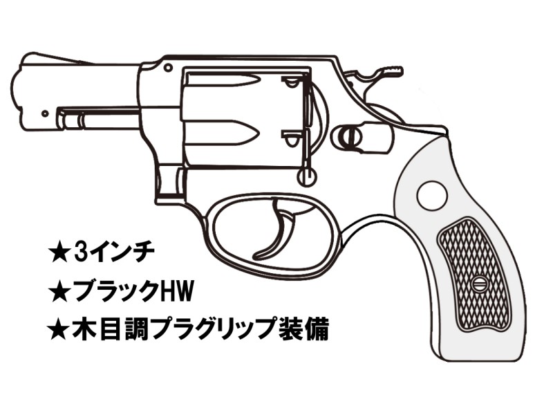 ガスガン マルシン S&W M36 3インチ ブラックHW 木目調プラ サービスグリップ 2025年生産モデル【予約商品:2025年3月以降発売予定】