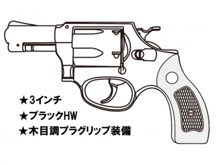 ガスガン マルシン S&W M36 3インチ ブラックHW 木目調プラ サービスグリップ 2025年生産モデル【予約商品:2025年3月以降発売予定】