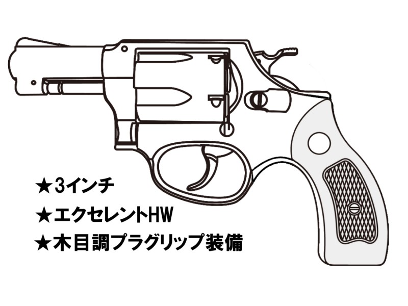 ガスガン マルシン S&W M36 3インチ エクセレントHW 木目調プラ サービスグリップ 2025年生産モデル【予約商品:2025年3月以降発売予定】