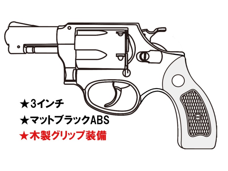 ガスガン マルシン S&W M36 3インチ マットブラックABS 木製サービスグリップ 2025年生産モデル【予約商品:2025年3月以降発売予定】